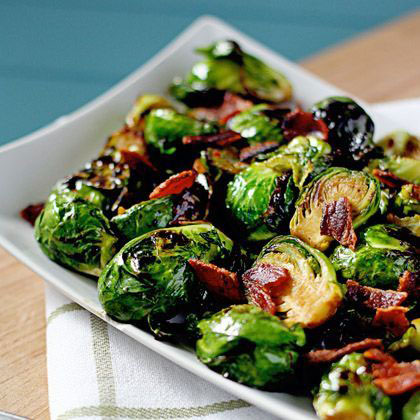 Brown Sugar Glazed Brussels Sprouts with Bacon