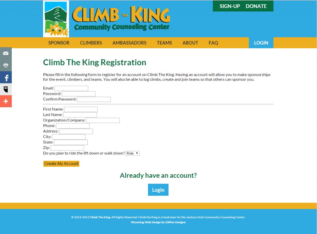 Web Development - Custom Climbers Registration Function