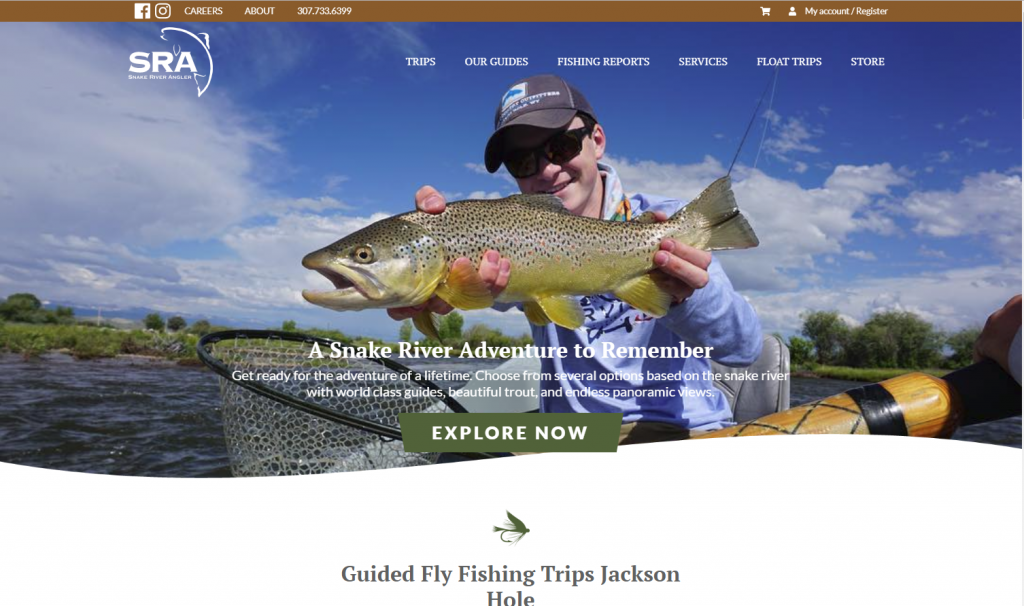 Snake River Angler Website Snapshot Portfolio image