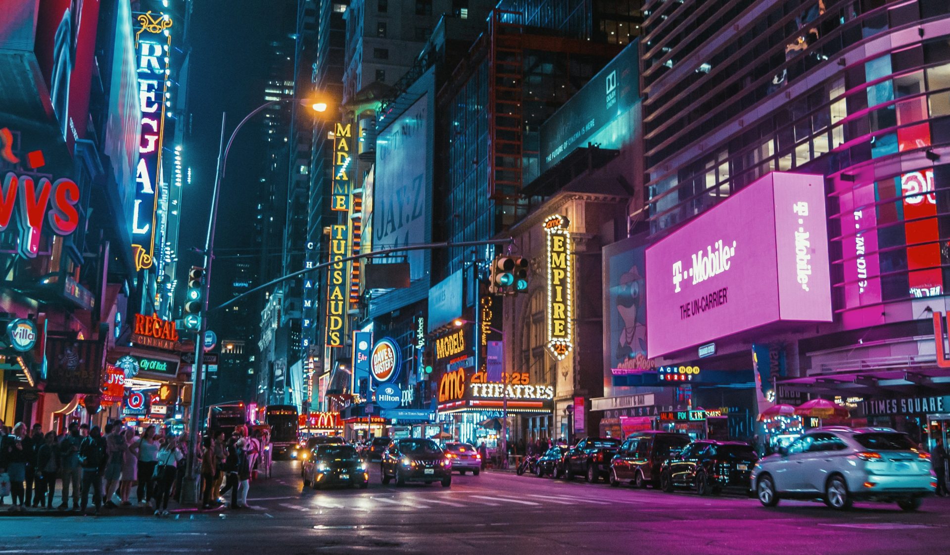 time square with a lot of ads and visible brand signs