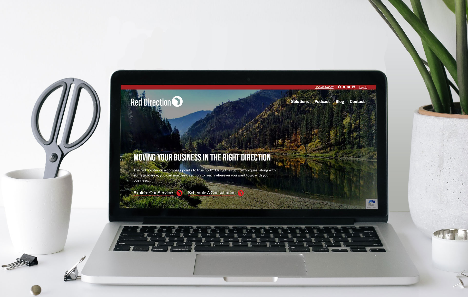 web design for business consultants on laptop