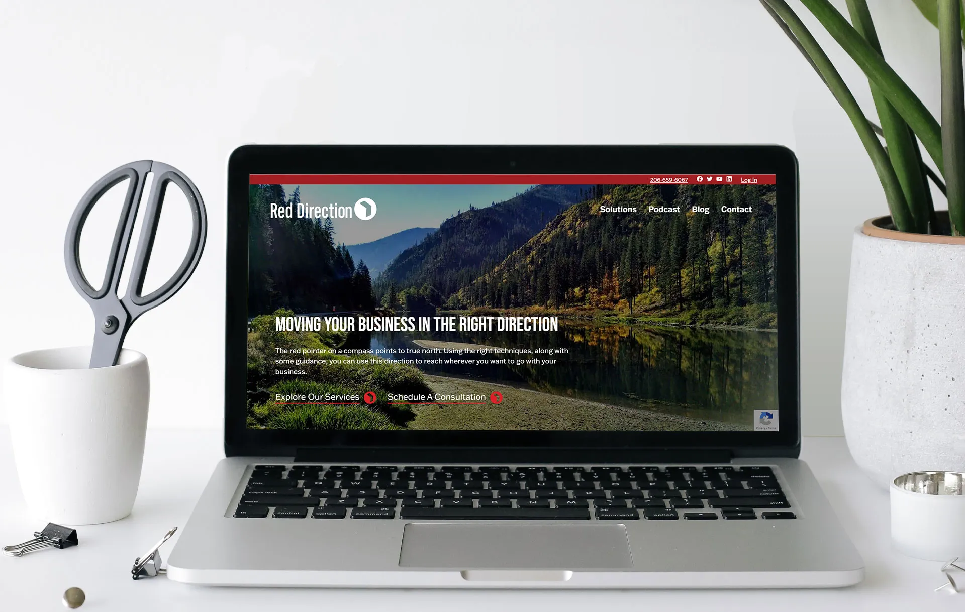 web design for business consultants on laptop