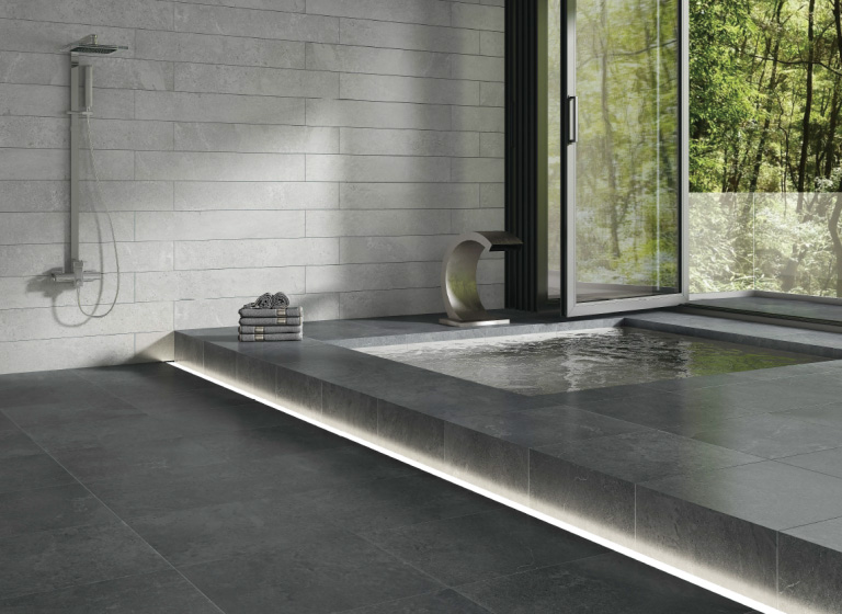 bathtub with tile