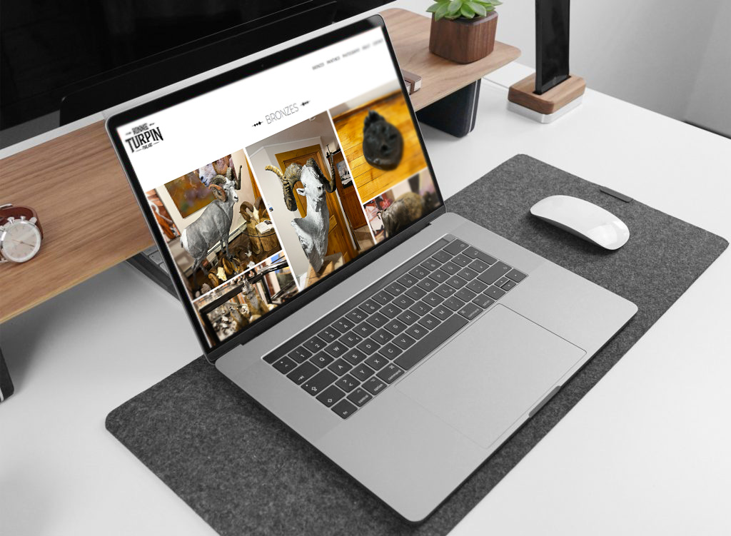 artist website design on laptop