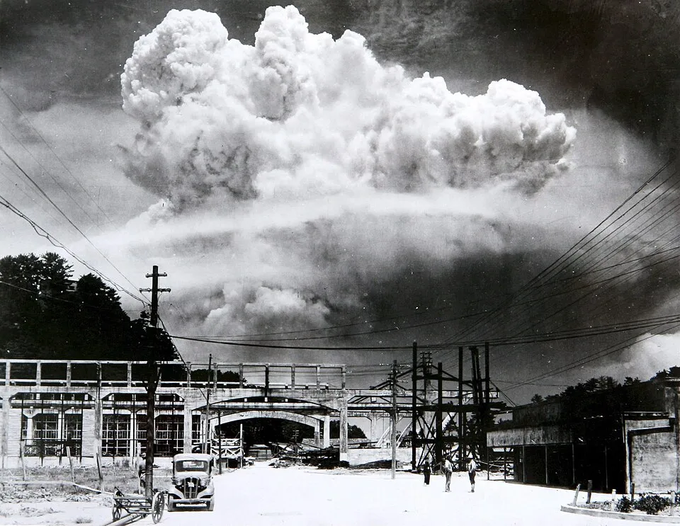 historical video production of little boy bomb blast 