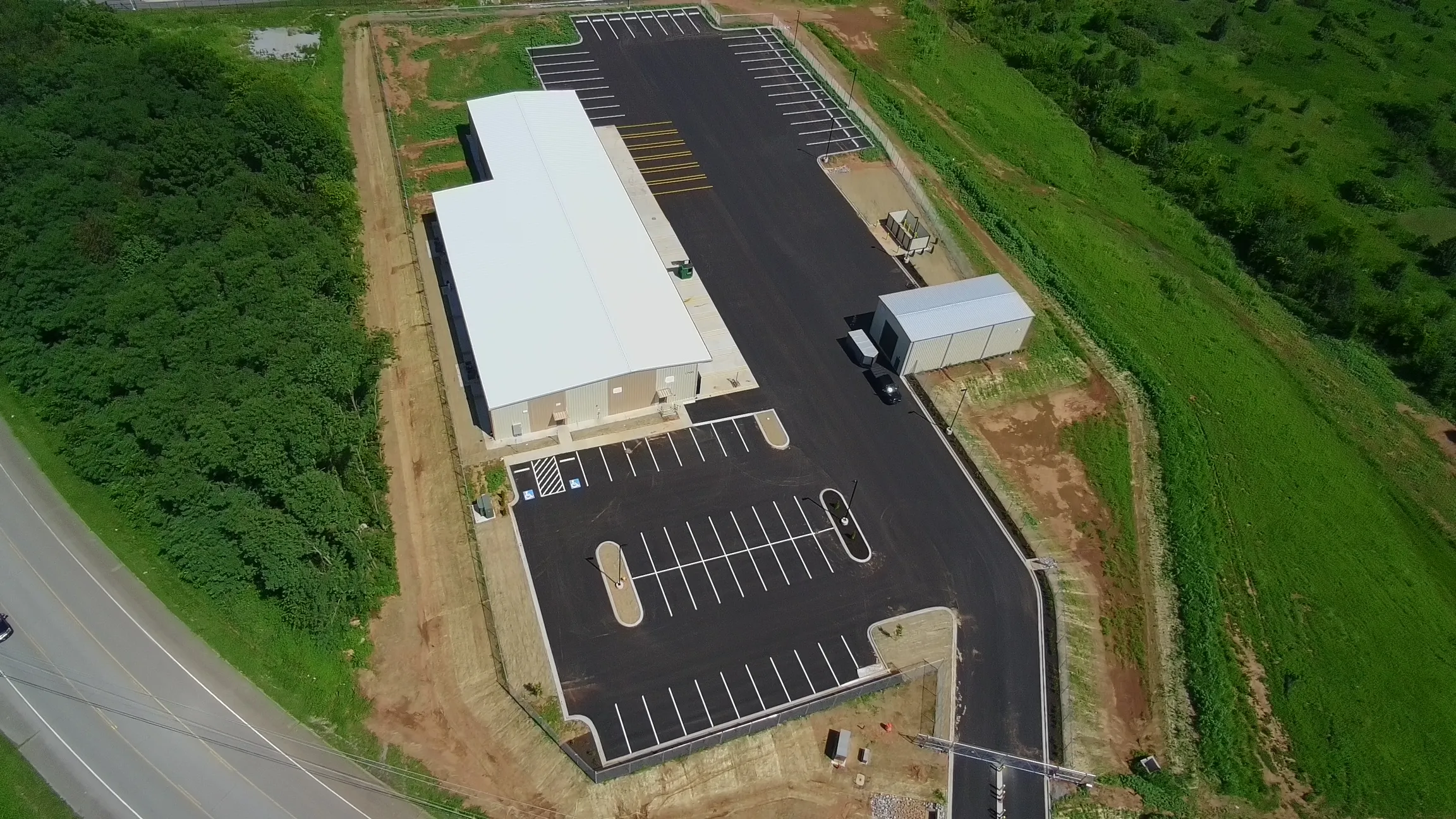 aerial view of warehouse built by Leitch Properties